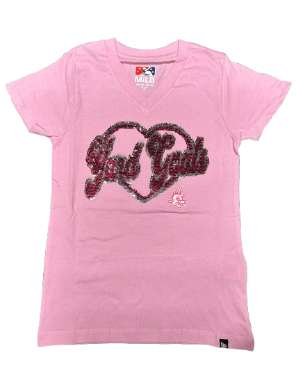 Hartford Yard Goats New Era Girls Youth Heart Flip Sequins Tee