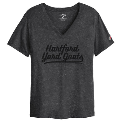 Hartford Yard Goats Legacy Brand Women's V-Neck Puff Tee - Black